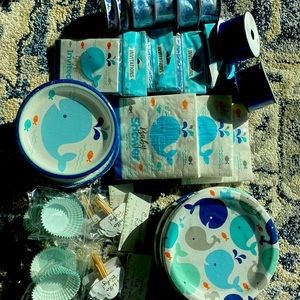 Baby shower dinner plates cake plates napkins